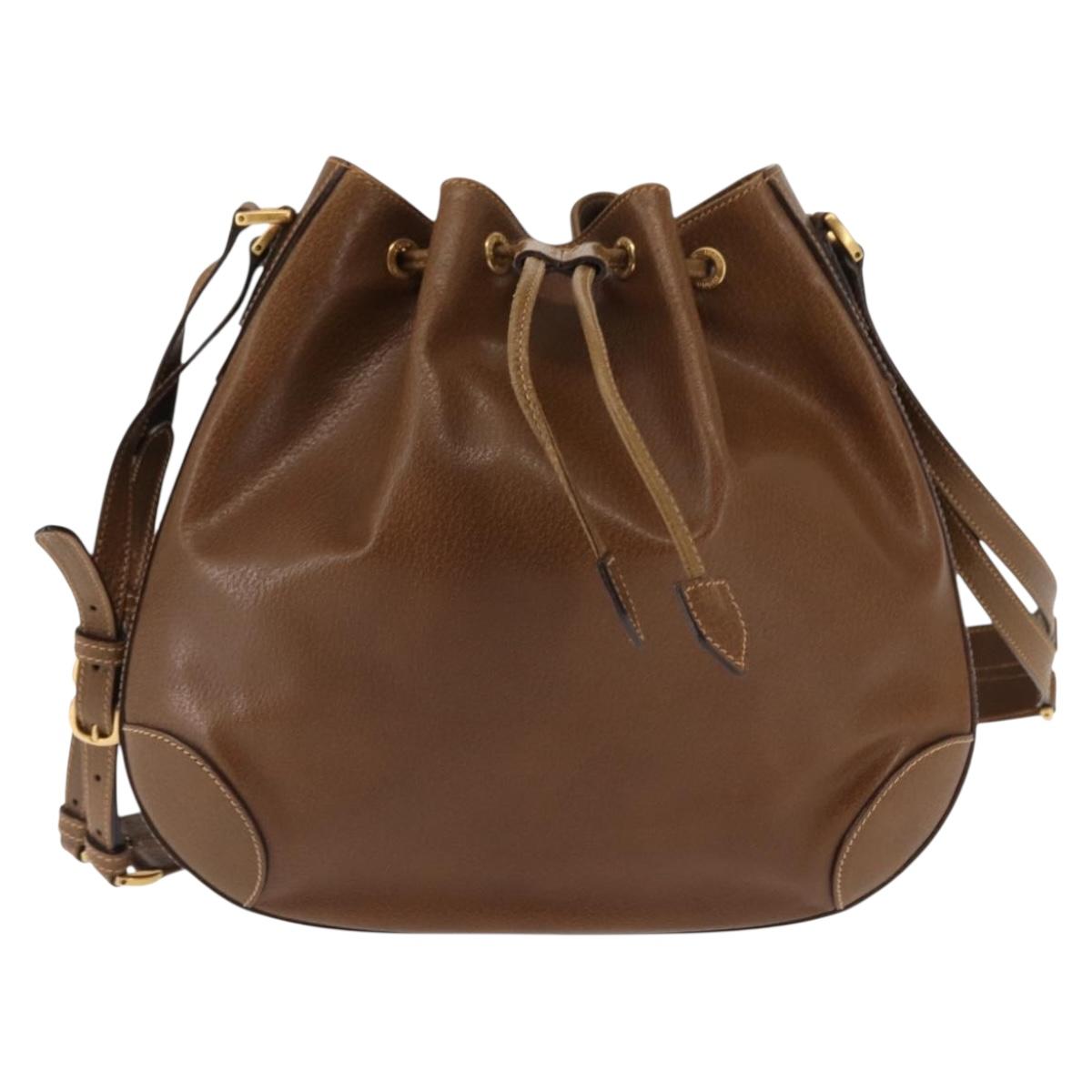 GUCCI Shoulder Bag Leather Brown Auth ki6074