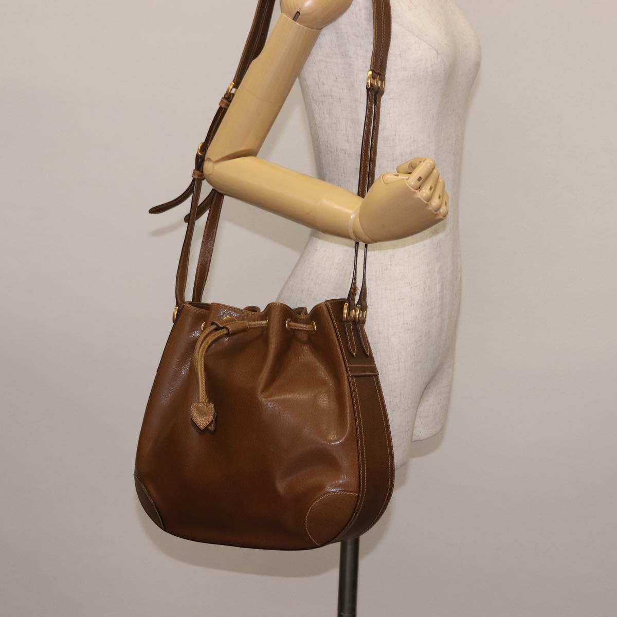 GUCCI Shoulder Bag Leather Brown Auth ki6074