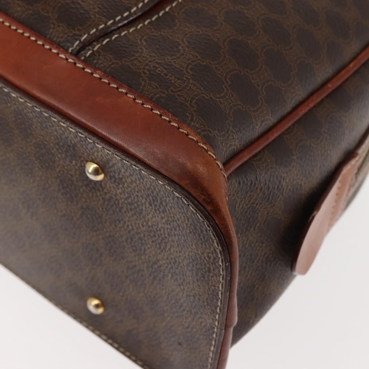 CELINE Macadam Canvas Hand Bag PVC Leather Brown Auth ki6075