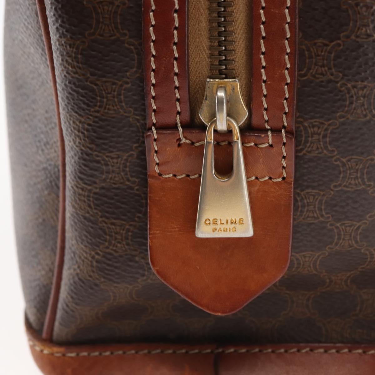 CELINE Macadam Canvas Hand Bag PVC Leather Brown Auth ki6075