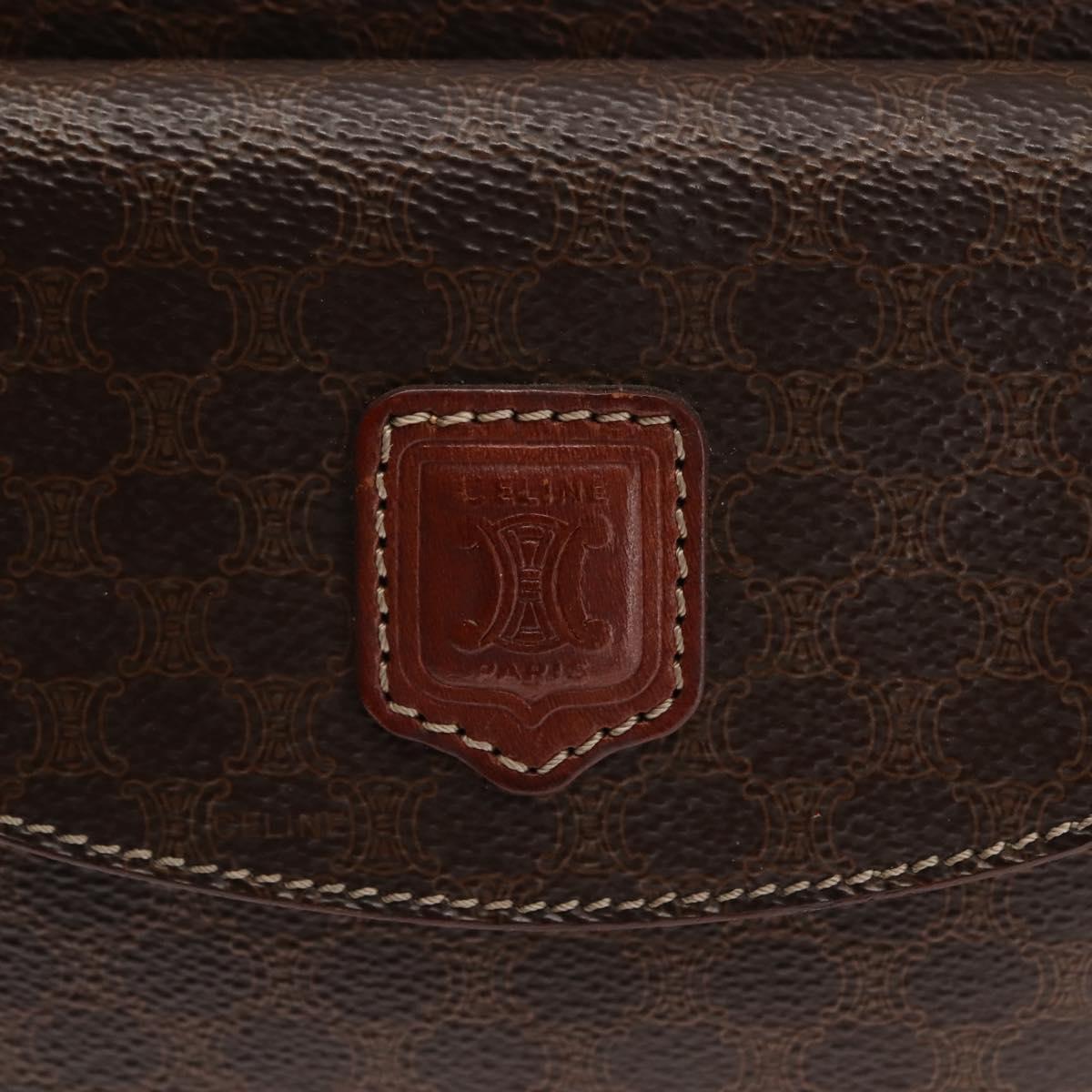 CELINE Macadam Canvas Hand Bag PVC Leather Brown Auth ki6075