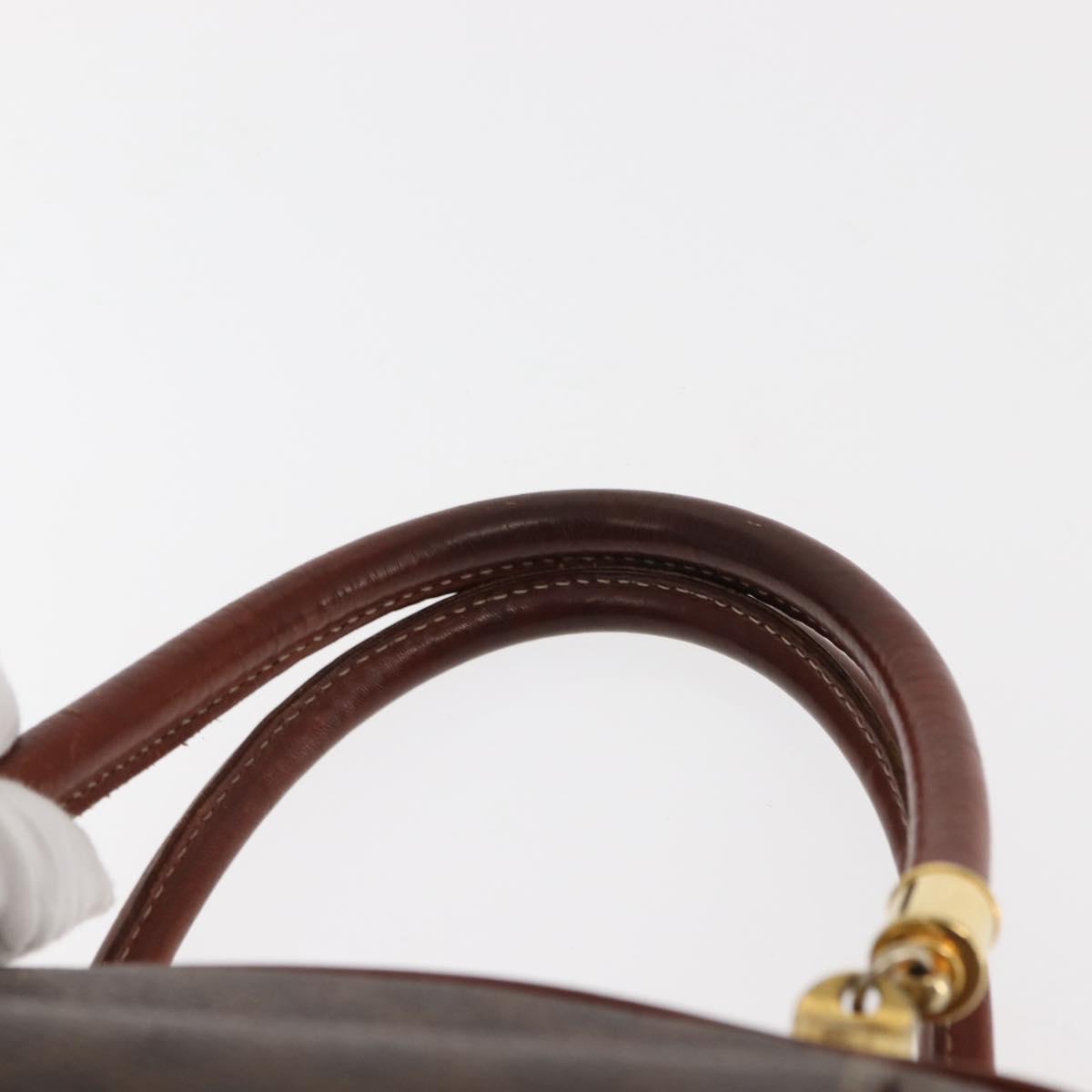 CELINE Macadam Canvas Hand Bag PVC Leather Brown Auth ki6075