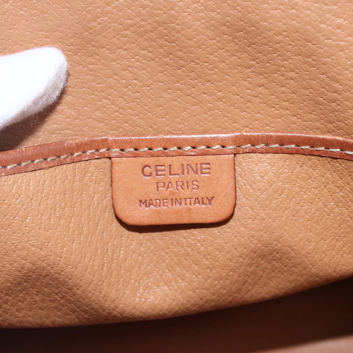 CELINE Macadam Canvas Hand Bag PVC Leather Brown Auth ki6076
