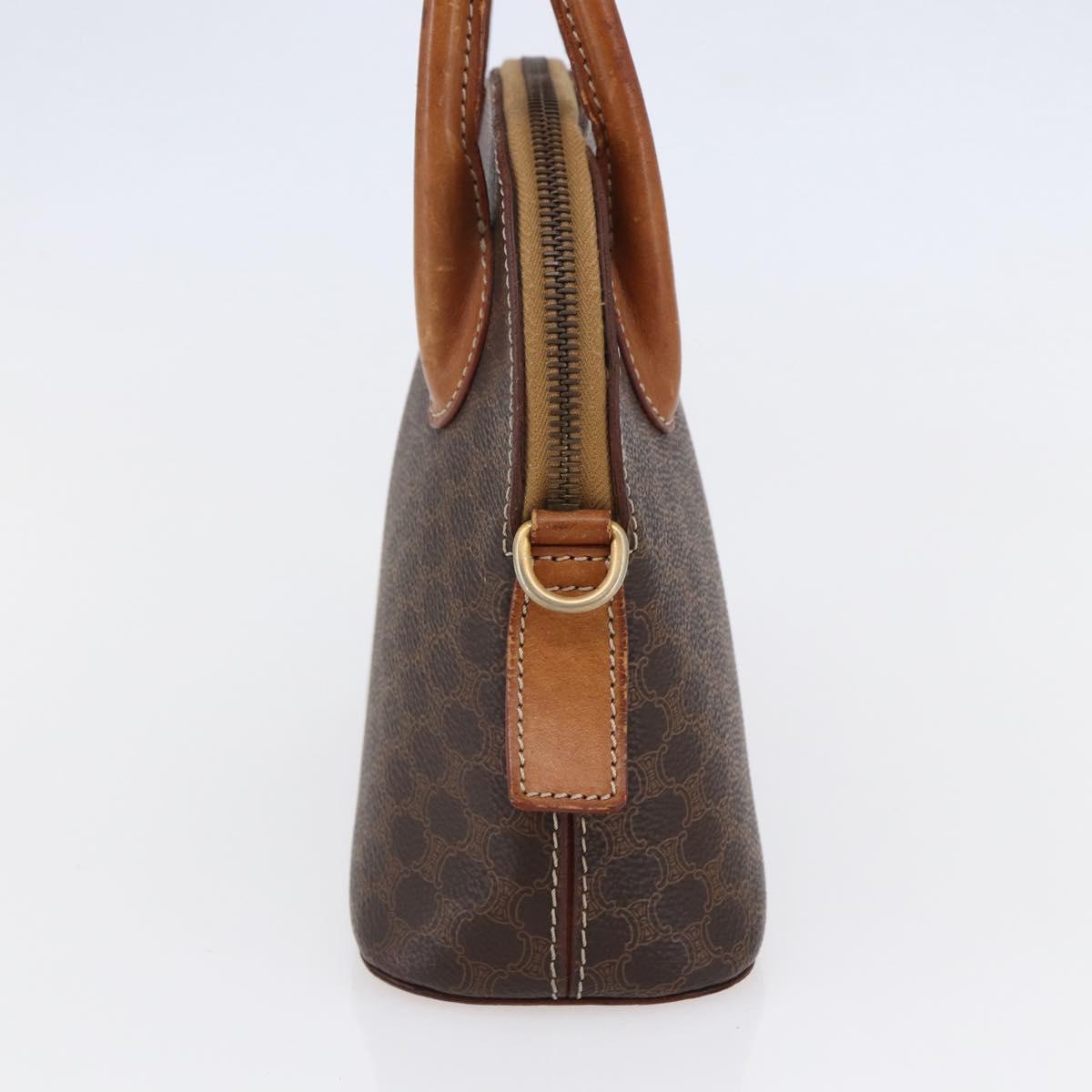 CELINE Macadam Canvas Hand Bag PVC Leather Brown Auth ki6076