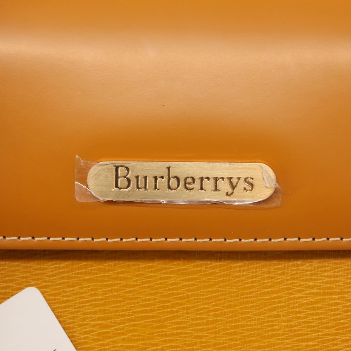 Burberrys Hand Bag Leather Yellow Auth ki6077