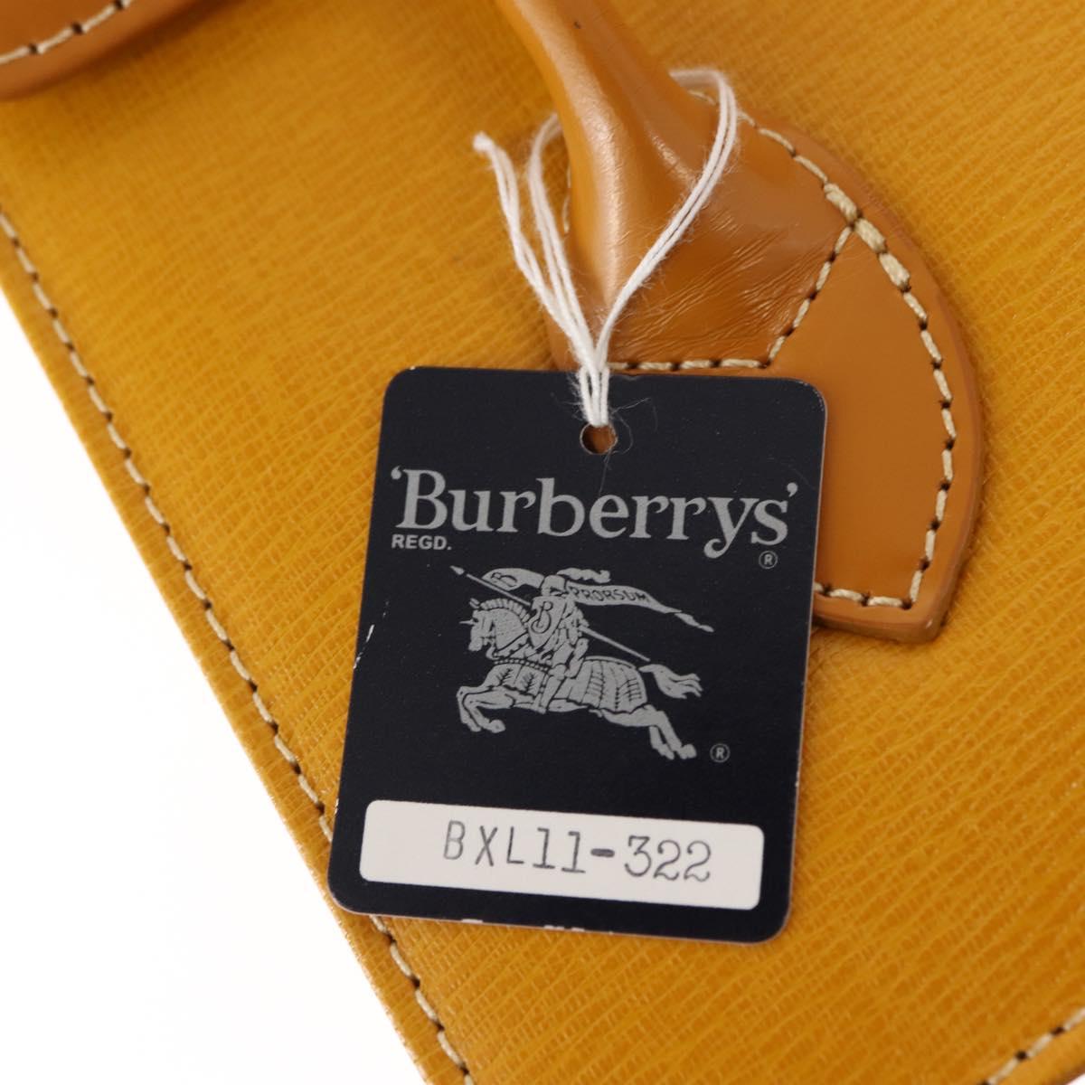Burberrys Hand Bag Leather Yellow Auth ki6077