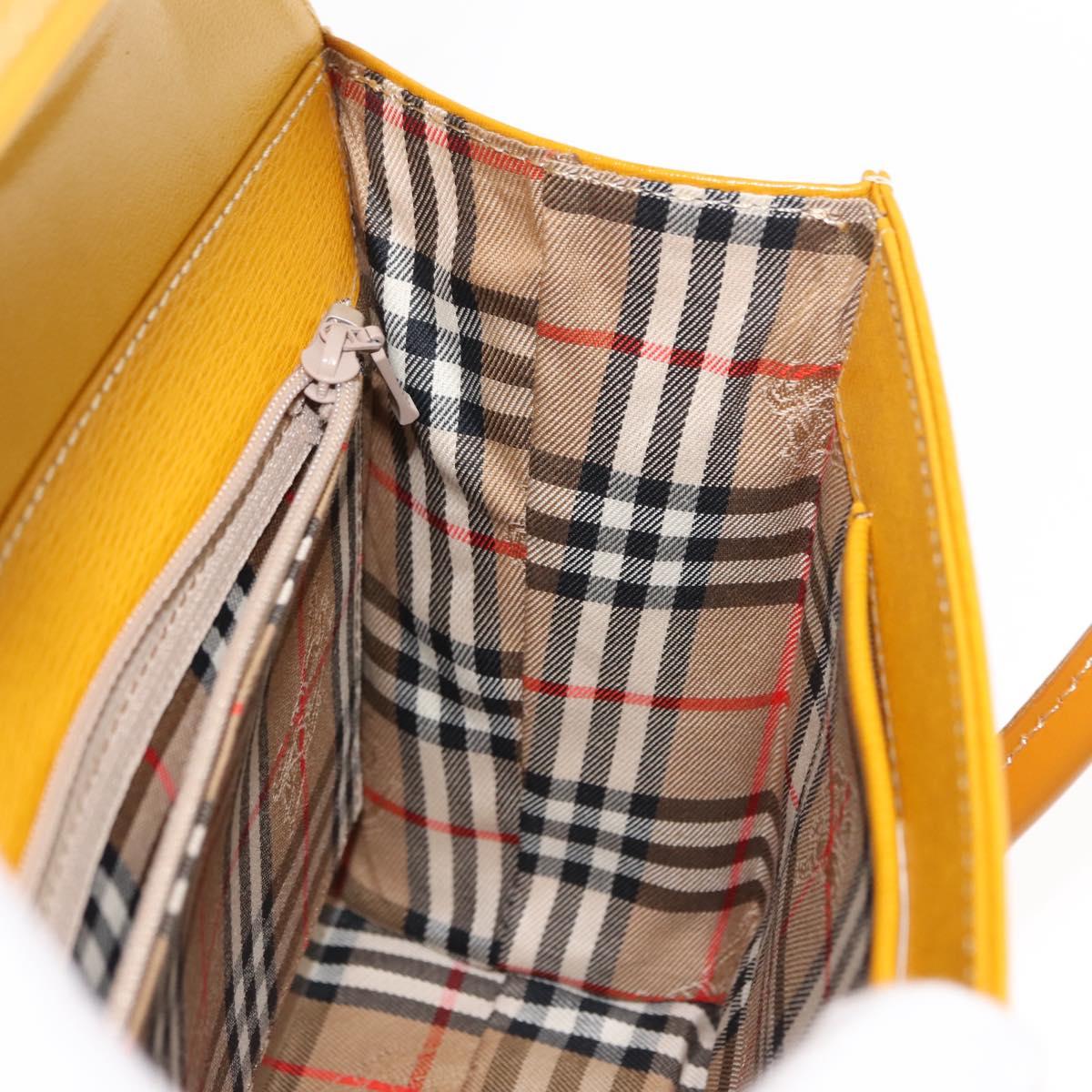 Burberrys Hand Bag Leather Yellow Auth ki6077