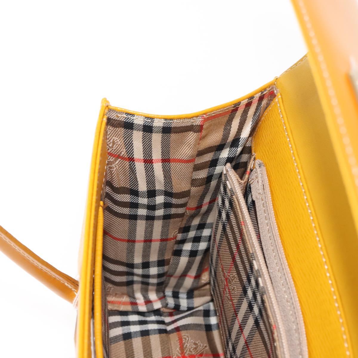 Burberrys Hand Bag Leather Yellow Auth ki6077