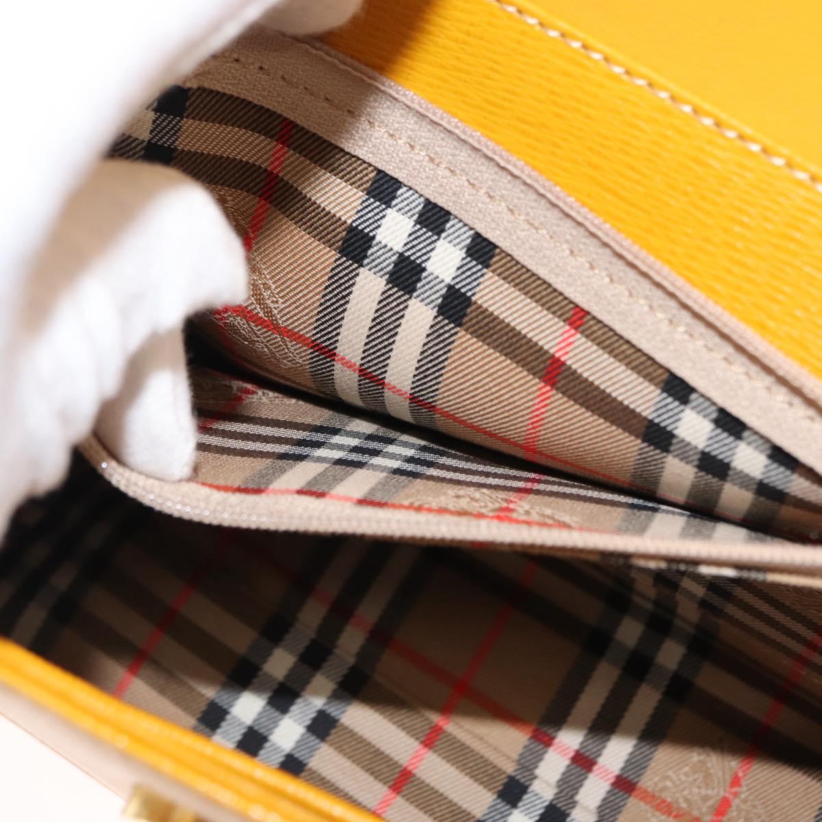 Burberrys Hand Bag Leather Yellow Auth ki6077