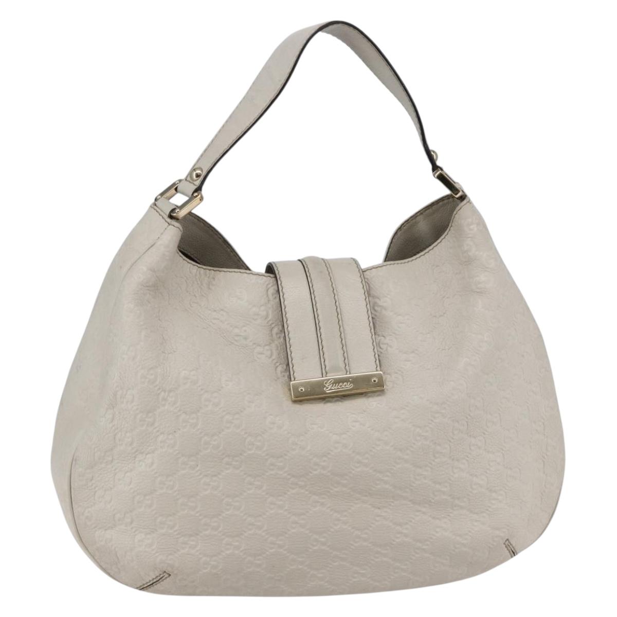 GUCCI Guccissima GG Shoulder Bag Leather White Auth ki6079