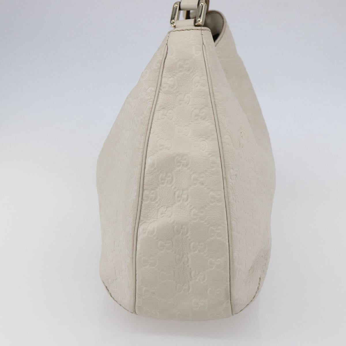 GUCCI Guccissima GG Shoulder Bag Leather White Auth ki6079