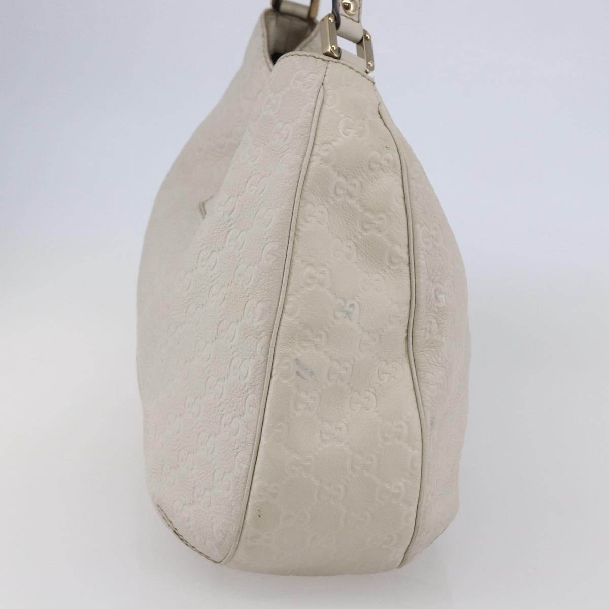 GUCCI Guccissima GG Shoulder Bag Leather White Auth ki6079