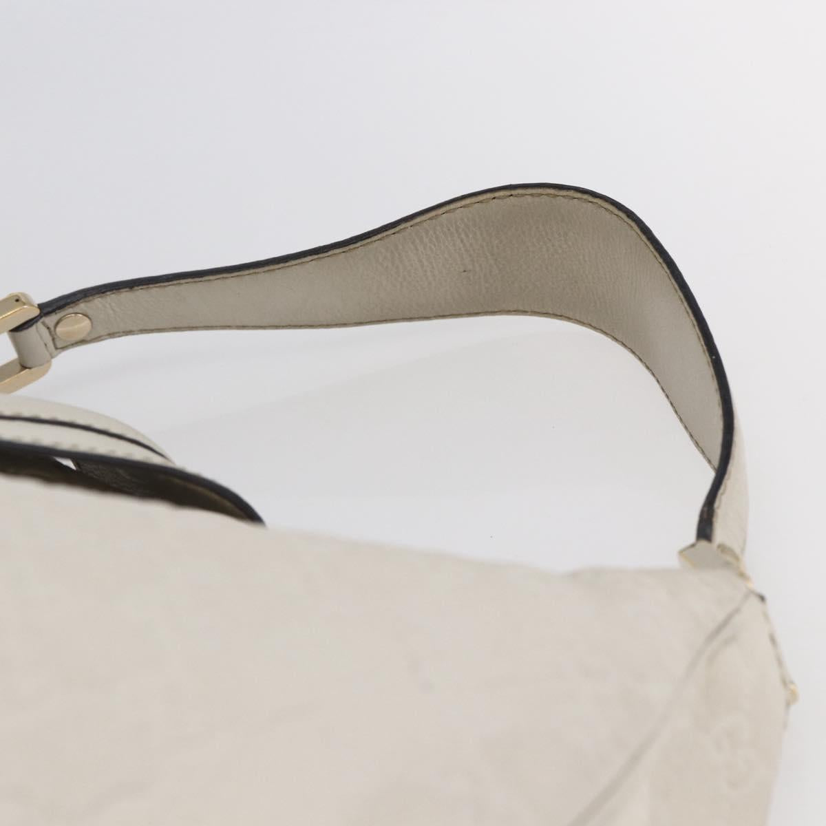 GUCCI Guccissima GG Shoulder Bag Leather White Auth ki6079