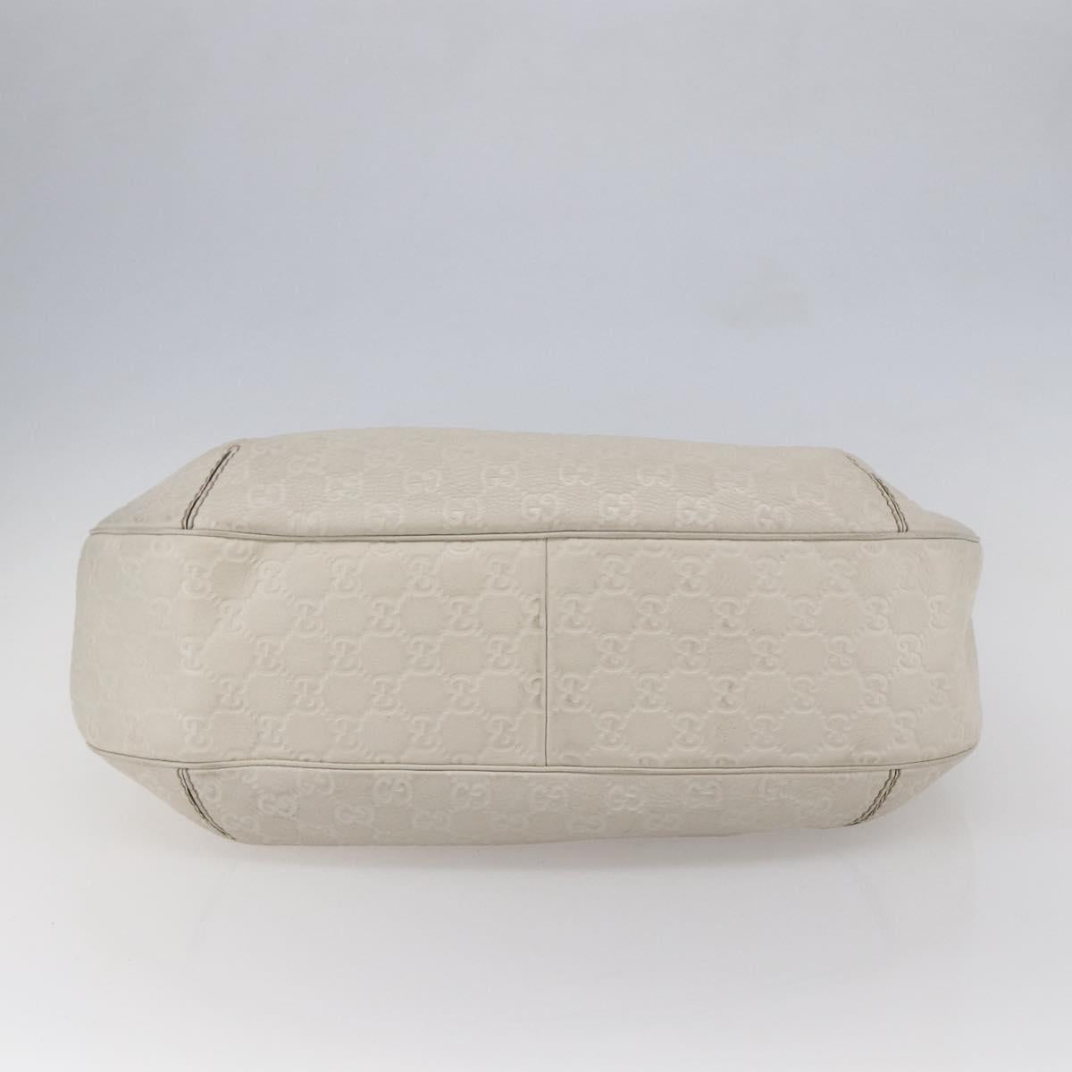 GUCCI Guccissima GG Shoulder Bag Leather White Auth ki6079