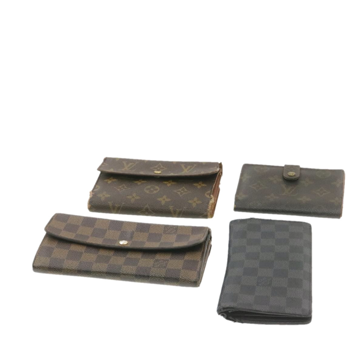 LOUIS VUITTON Monogram Damier Ebene Graphite Wallet 4Set LV Auth ki608