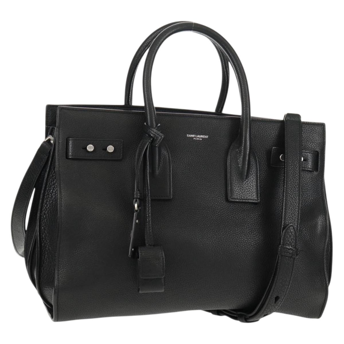 SAINT LAURENT Sac de Jules Tote Bag Leather 2way Black Auth ki6080