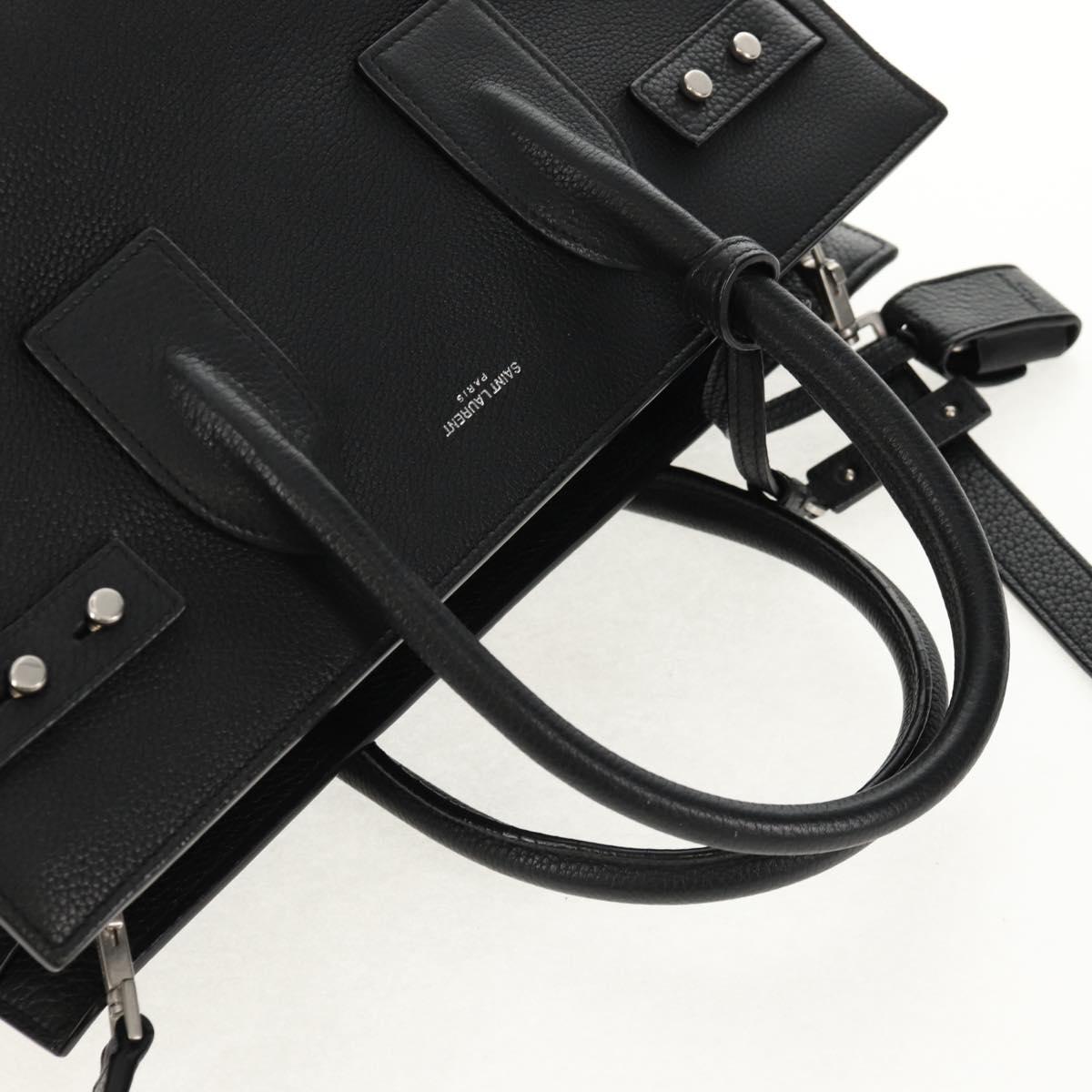 SAINT LAURENT Sac de Jules Tote Bag Leather 2way Black Auth ki6080