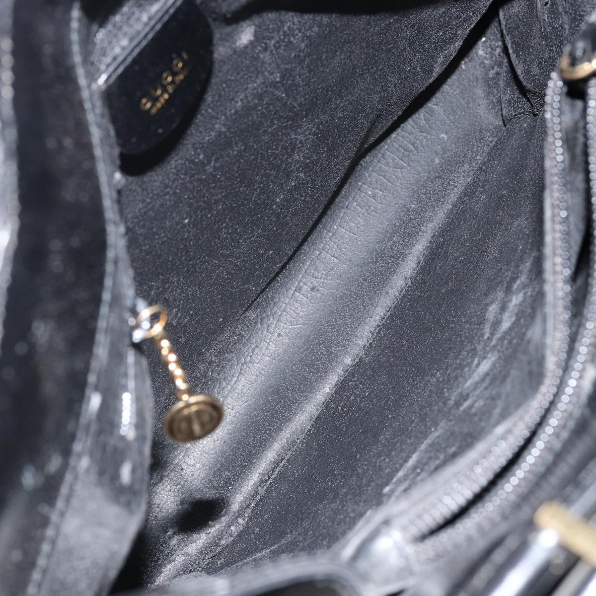 GUCCI Tote Bag Leather Black Auth ki6082