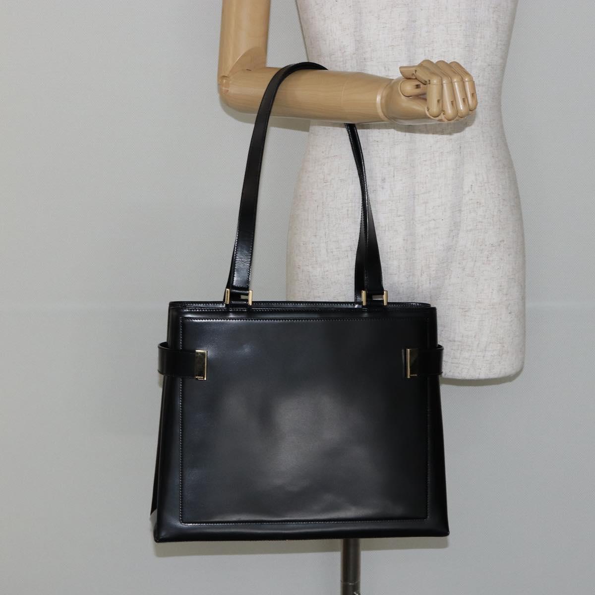 GUCCI Tote Bag Leather Black Auth ki6082