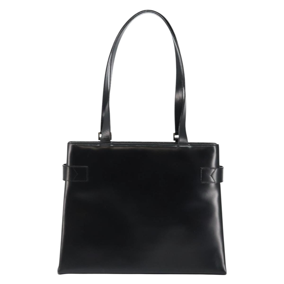 GUCCI Tote Bag Leather Black Auth ki6082