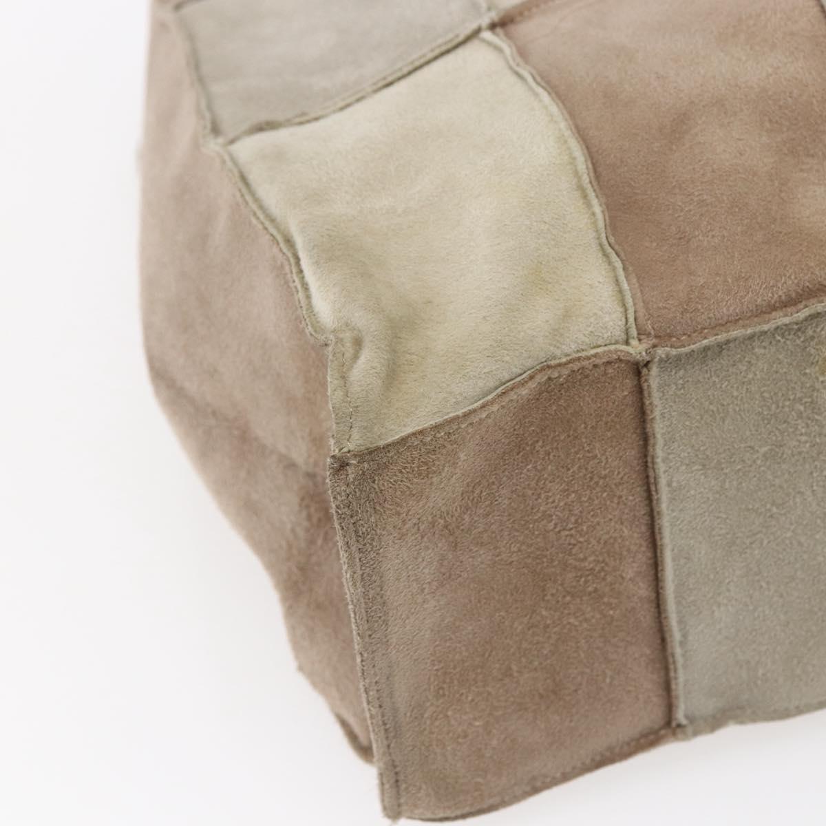 CHANEL patchwork Tote Bag Suede Beige CC Auth ki6084