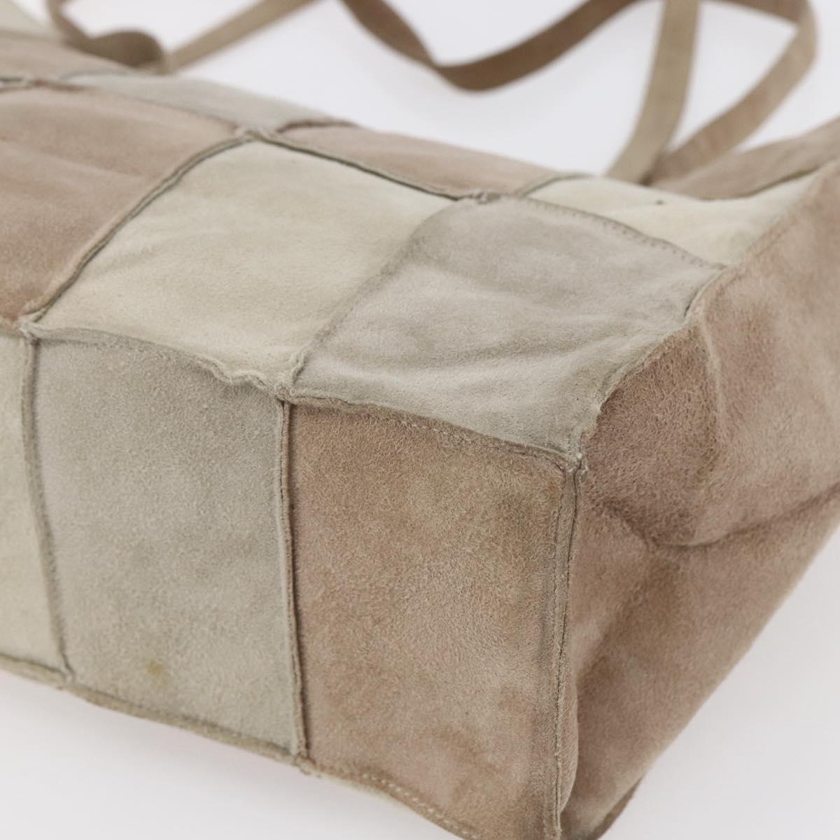 CHANEL patchwork Tote Bag Suede Beige CC Auth ki6084
