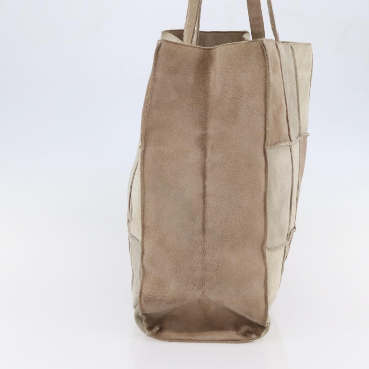 CHANEL patchwork Tote Bag Suede Beige CC Auth ki6084