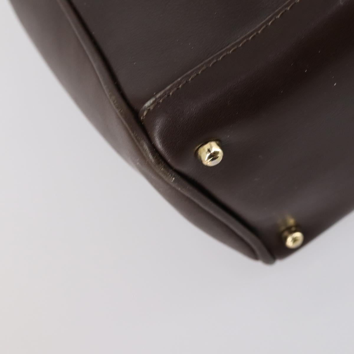 GUCCI Bamboo Hand Bag Leather 2way Brown Auth ki6088