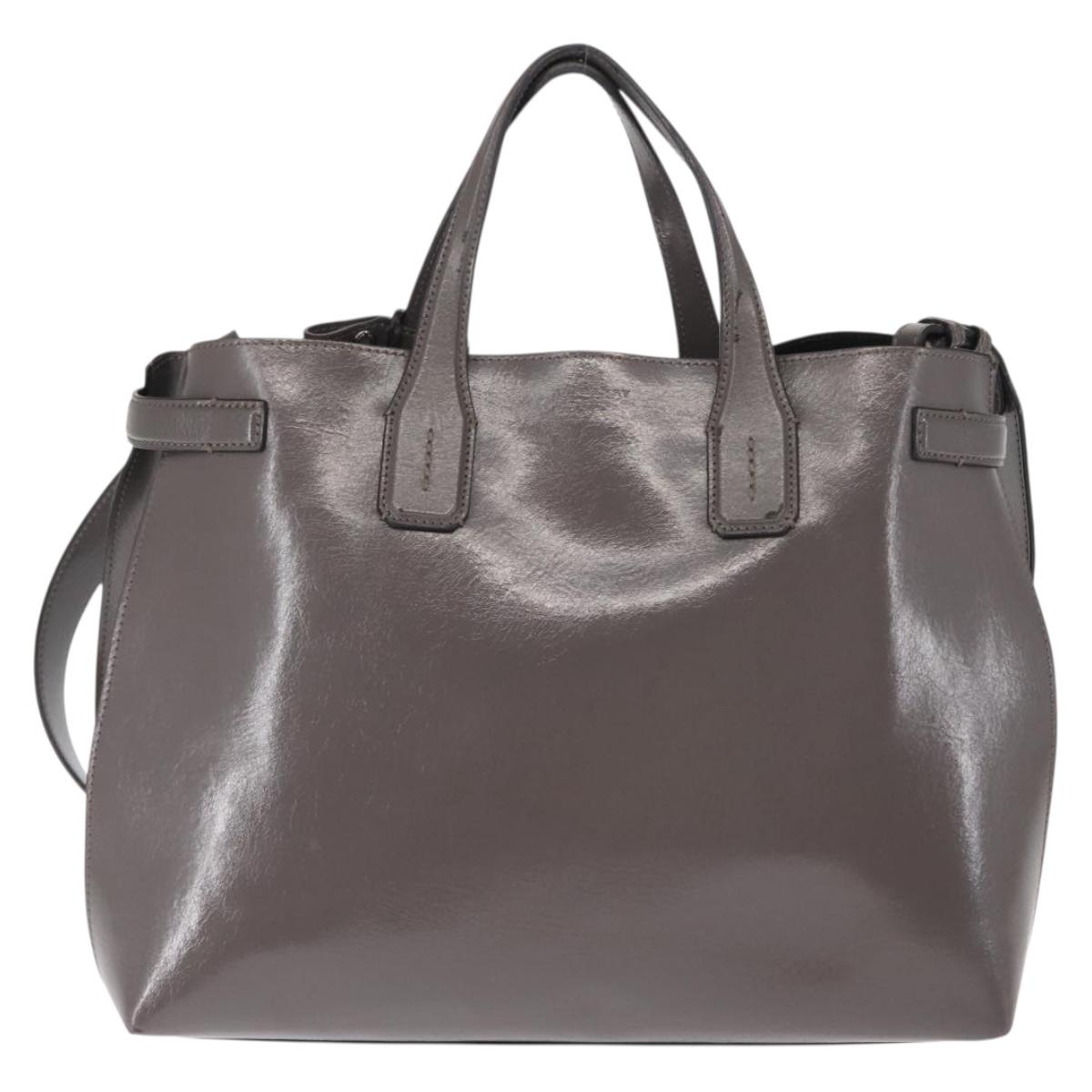 BURBERRY Hand Bag Patent leather 2way Gray Auth ki6089