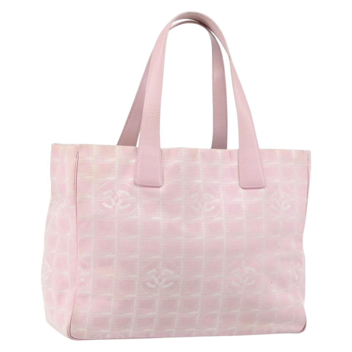CHANEL New travel line Tote Bag Nylon Pink CC Auth ki6092