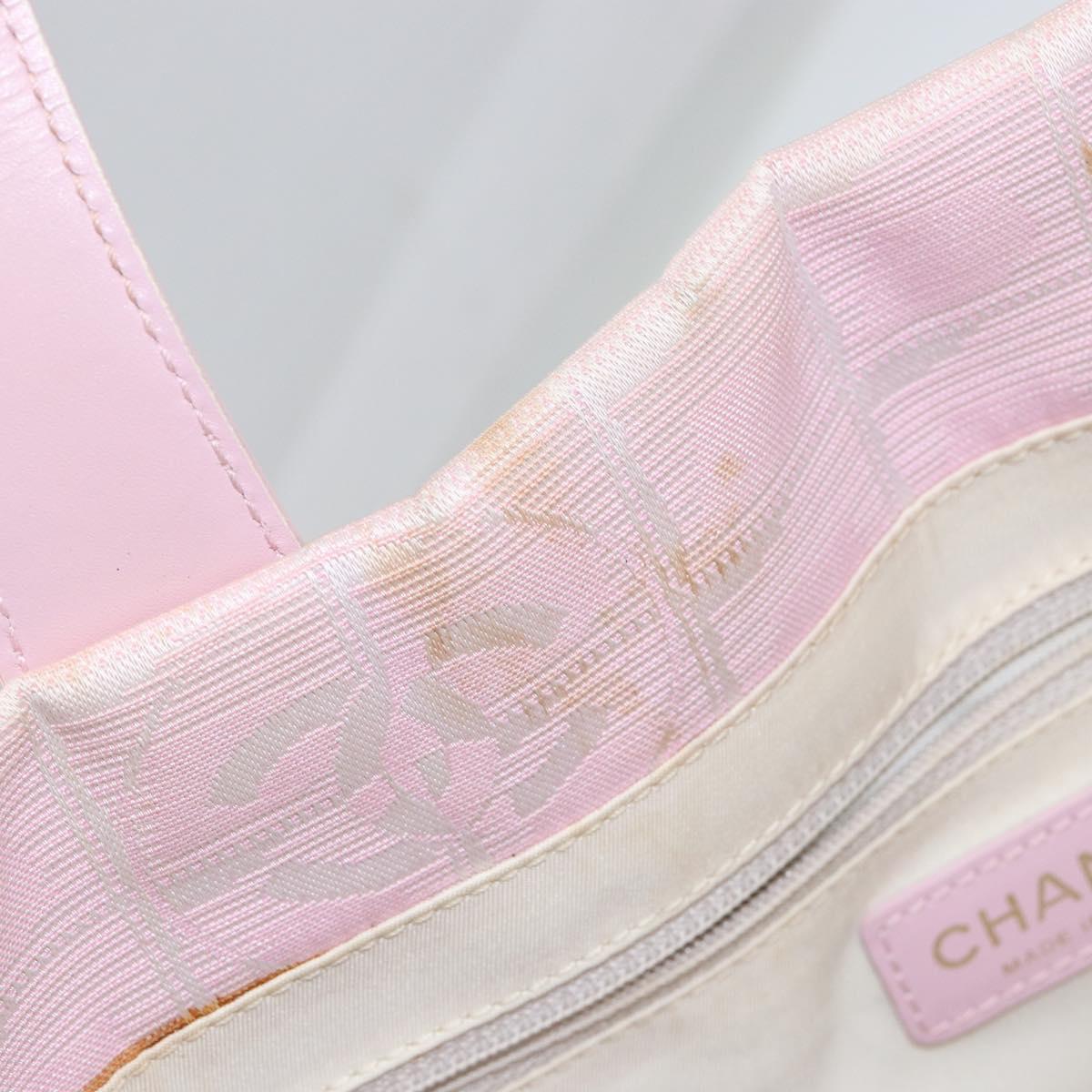 CHANEL New travel line Tote Bag Nylon Pink CC Auth ki6092