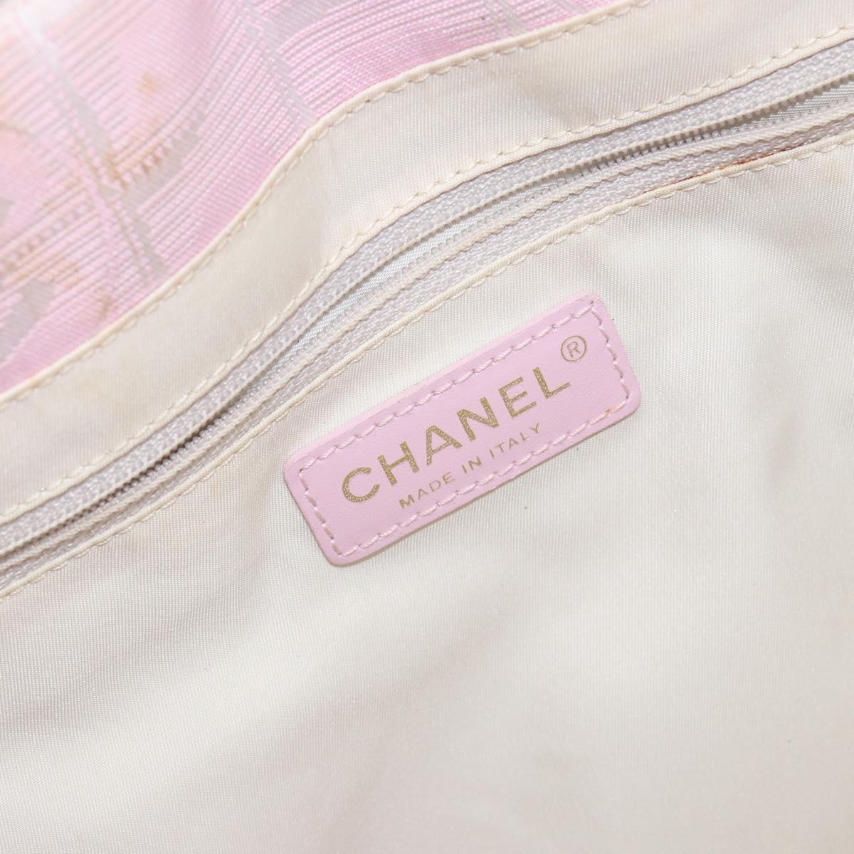 CHANEL New travel line Tote Bag Nylon Pink CC Auth ki6092