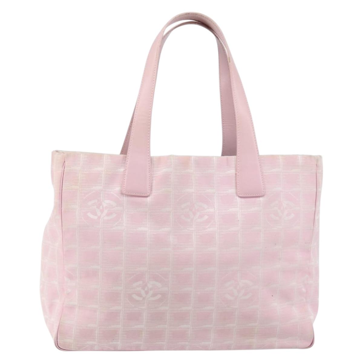 CHANEL New travel line Tote Bag Nylon Pink CC Auth ki6092
