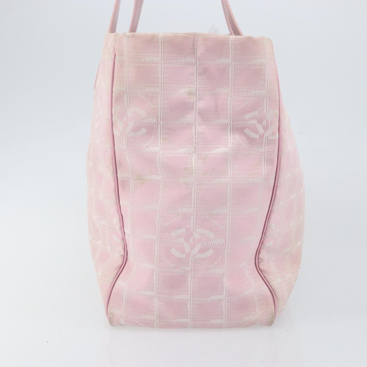 CHANEL New travel line Tote Bag Nylon Pink CC Auth ki6092