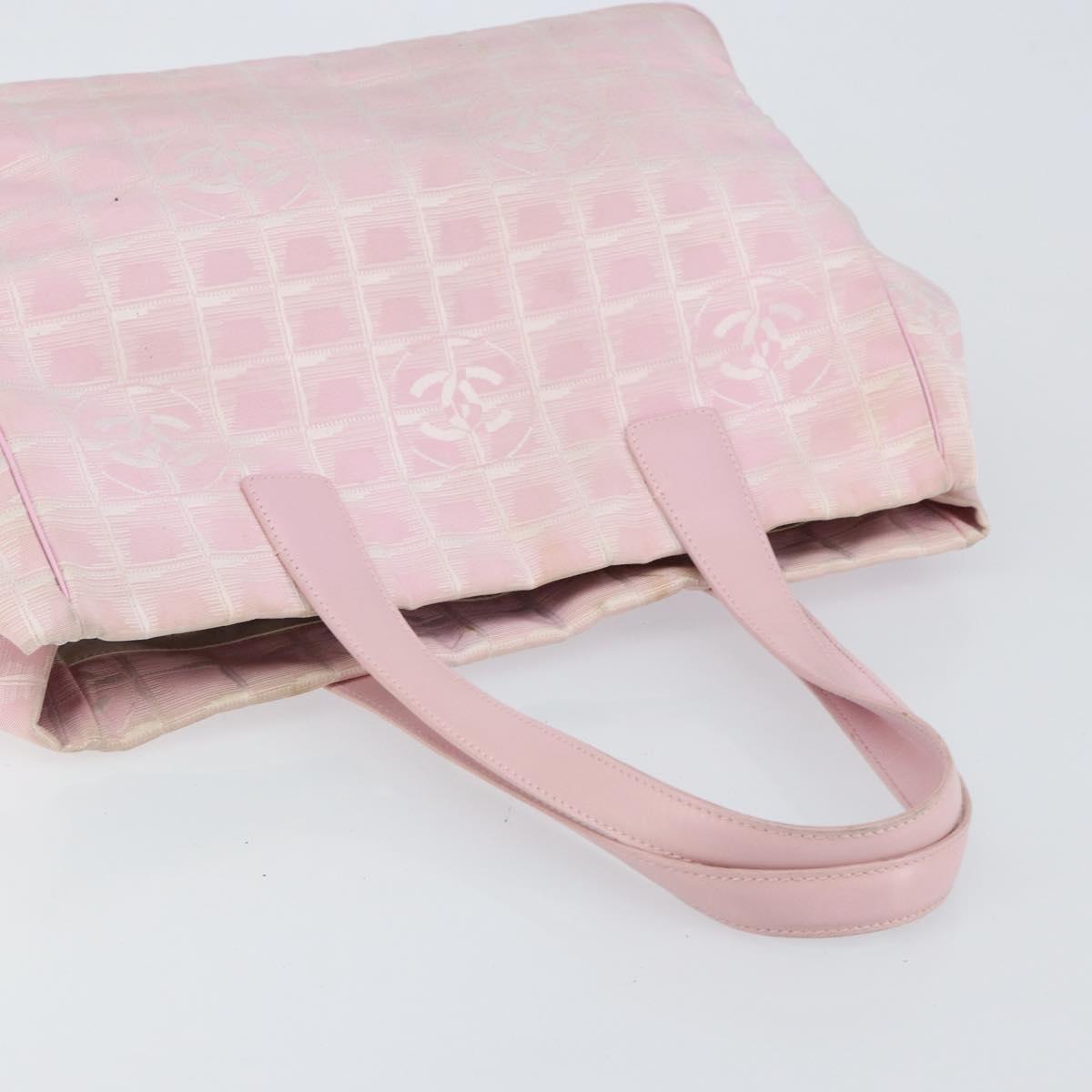 CHANEL New travel line Tote Bag Nylon Pink CC Auth ki6092