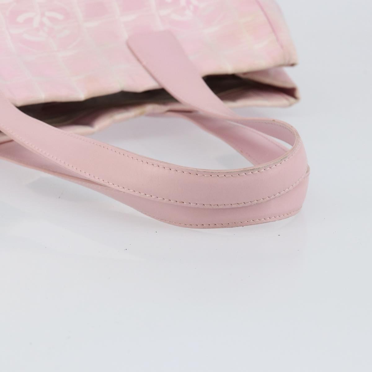CHANEL New travel line Tote Bag Nylon Pink CC Auth ki6092