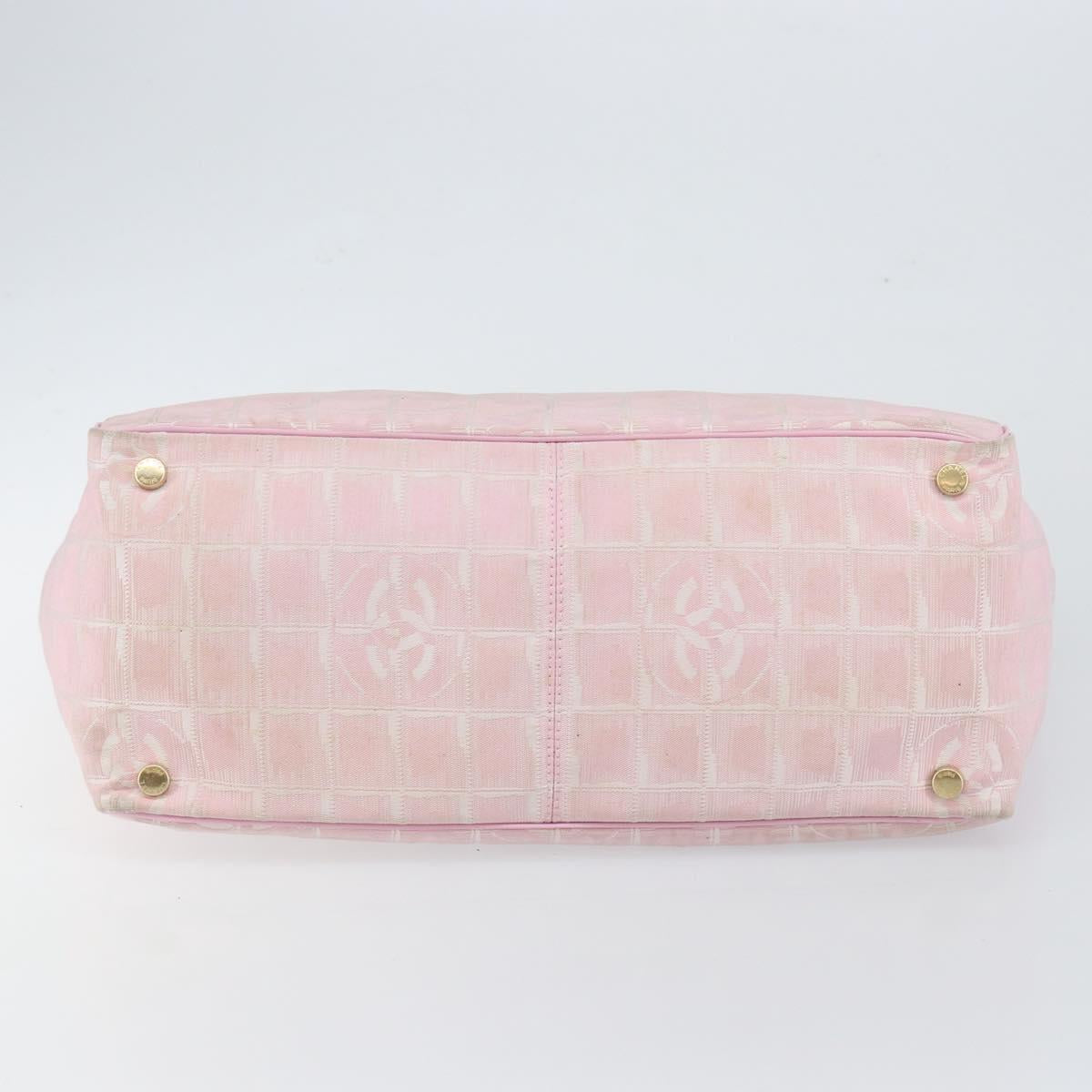 CHANEL New travel line Tote Bag Nylon Pink CC Auth ki6092