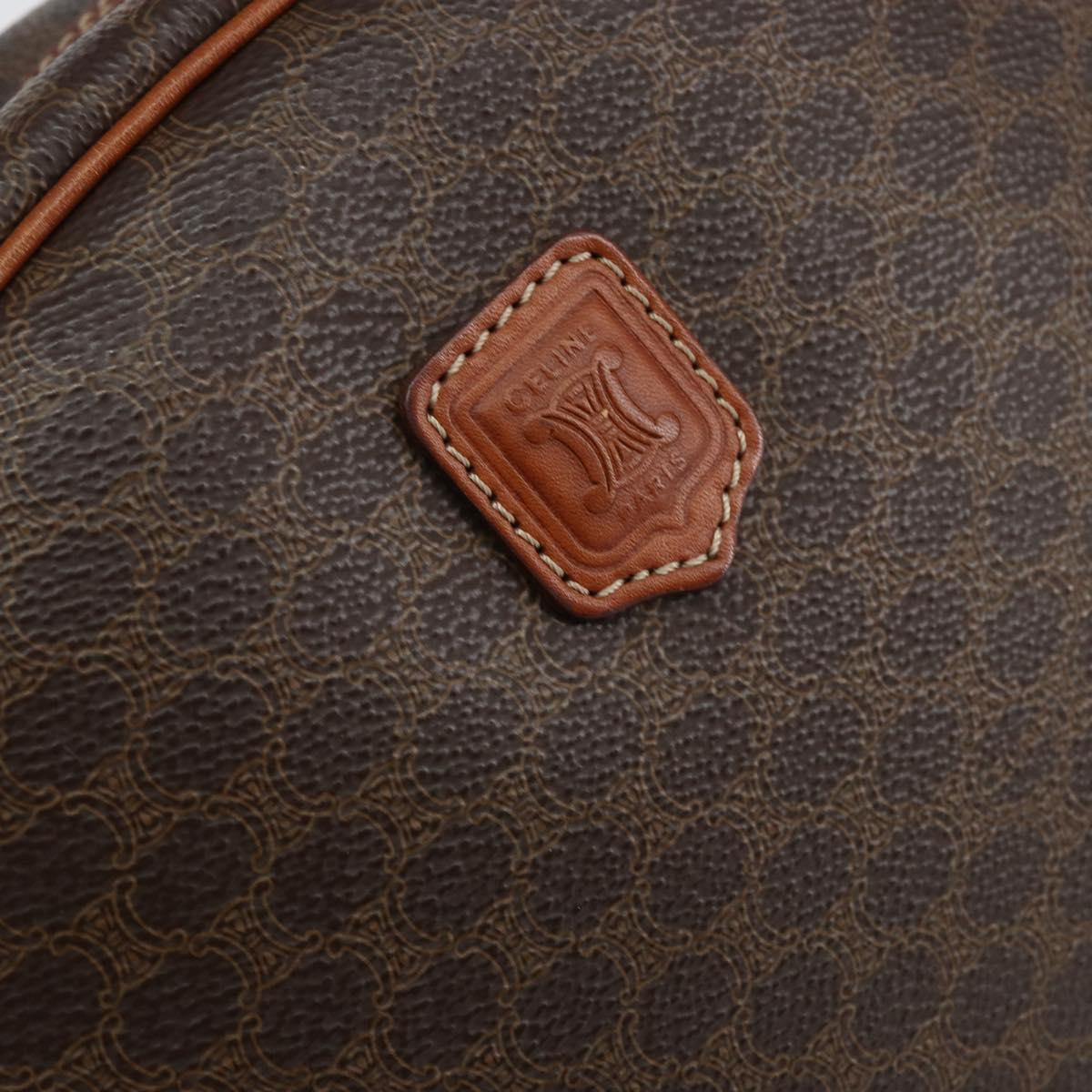 CELINE Macadam Canvas Hand Bag PVC Leather Brown Auth ki6094