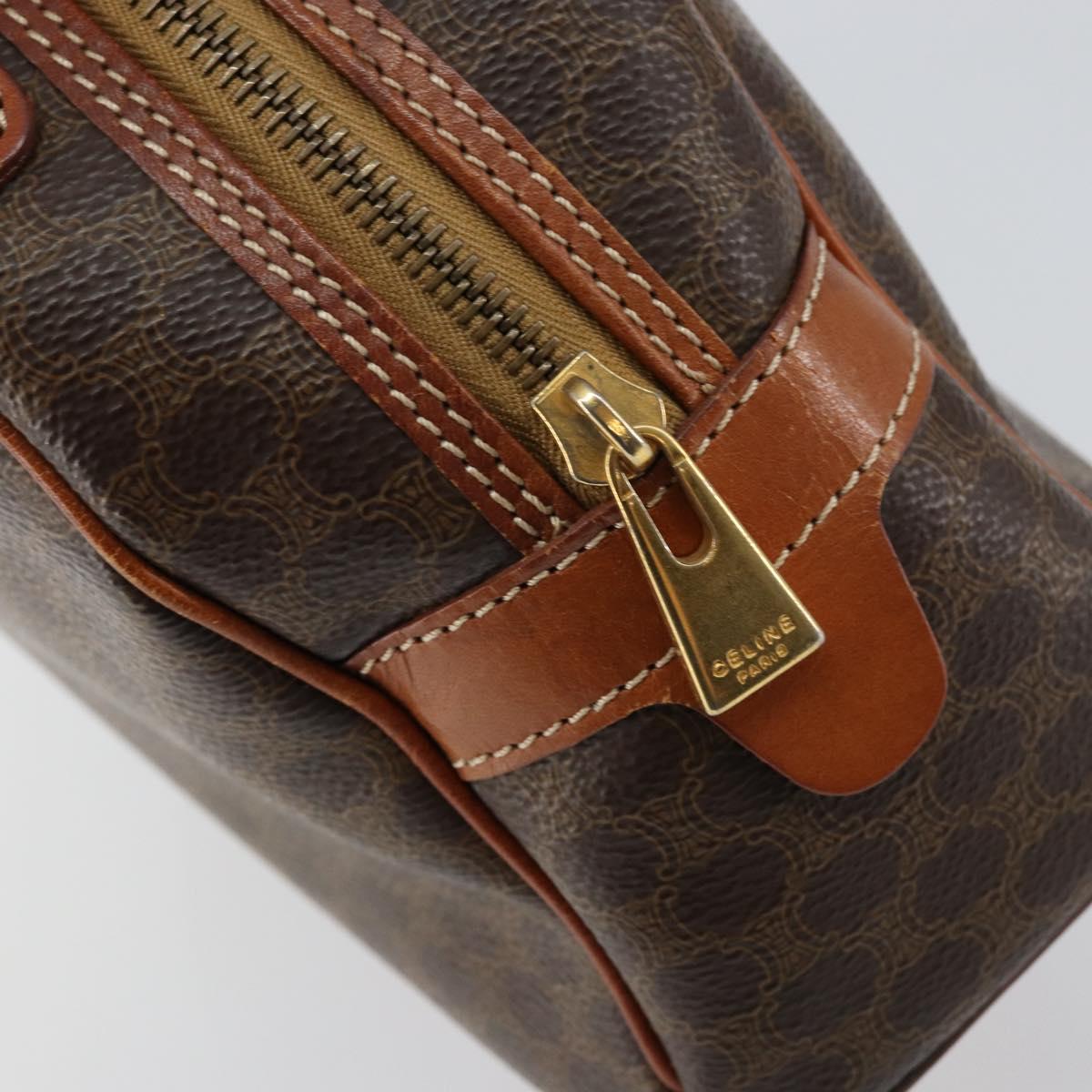 CELINE Macadam Canvas Hand Bag PVC Leather Brown Auth ki6094