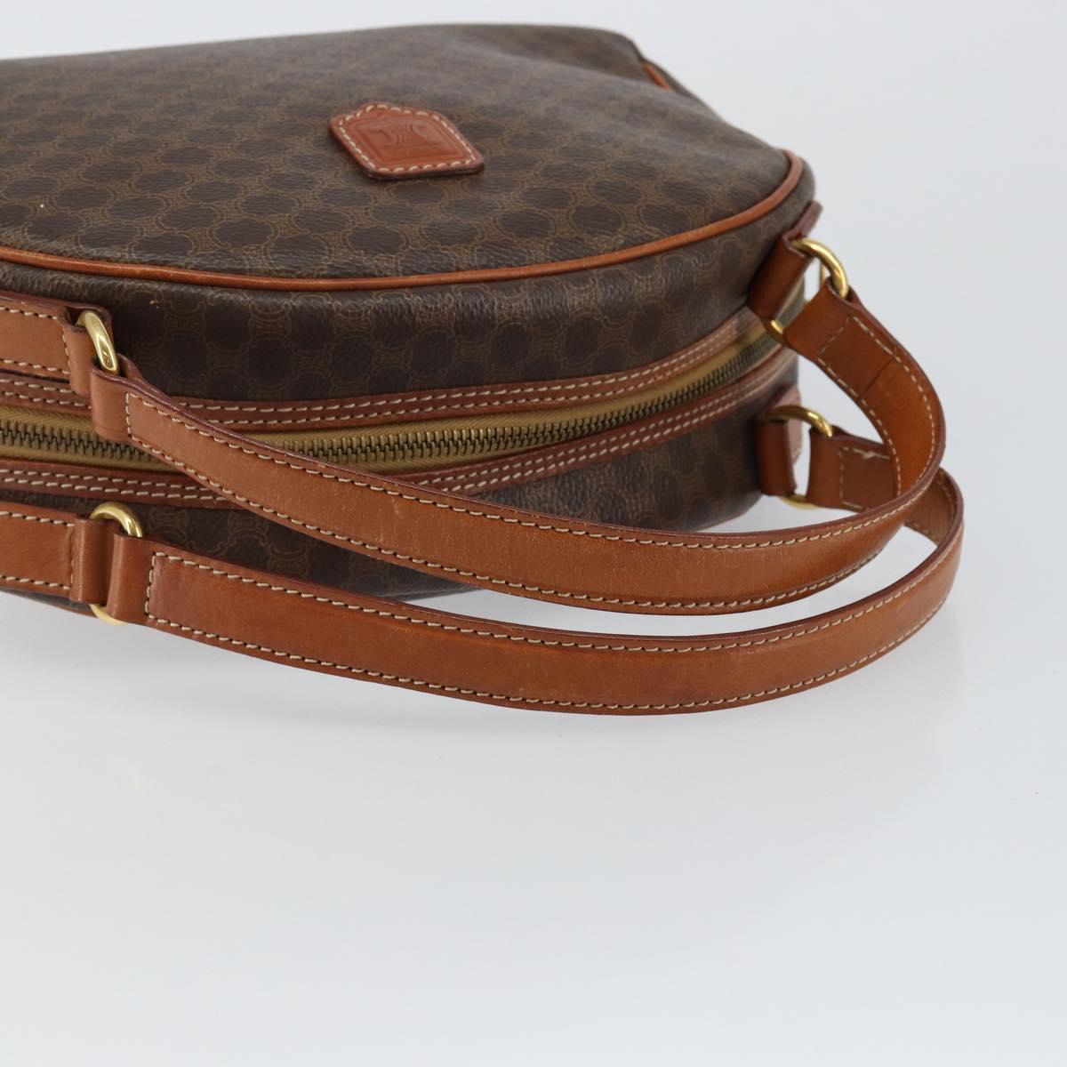 CELINE Macadam Canvas Hand Bag PVC Leather Brown Auth ki6094