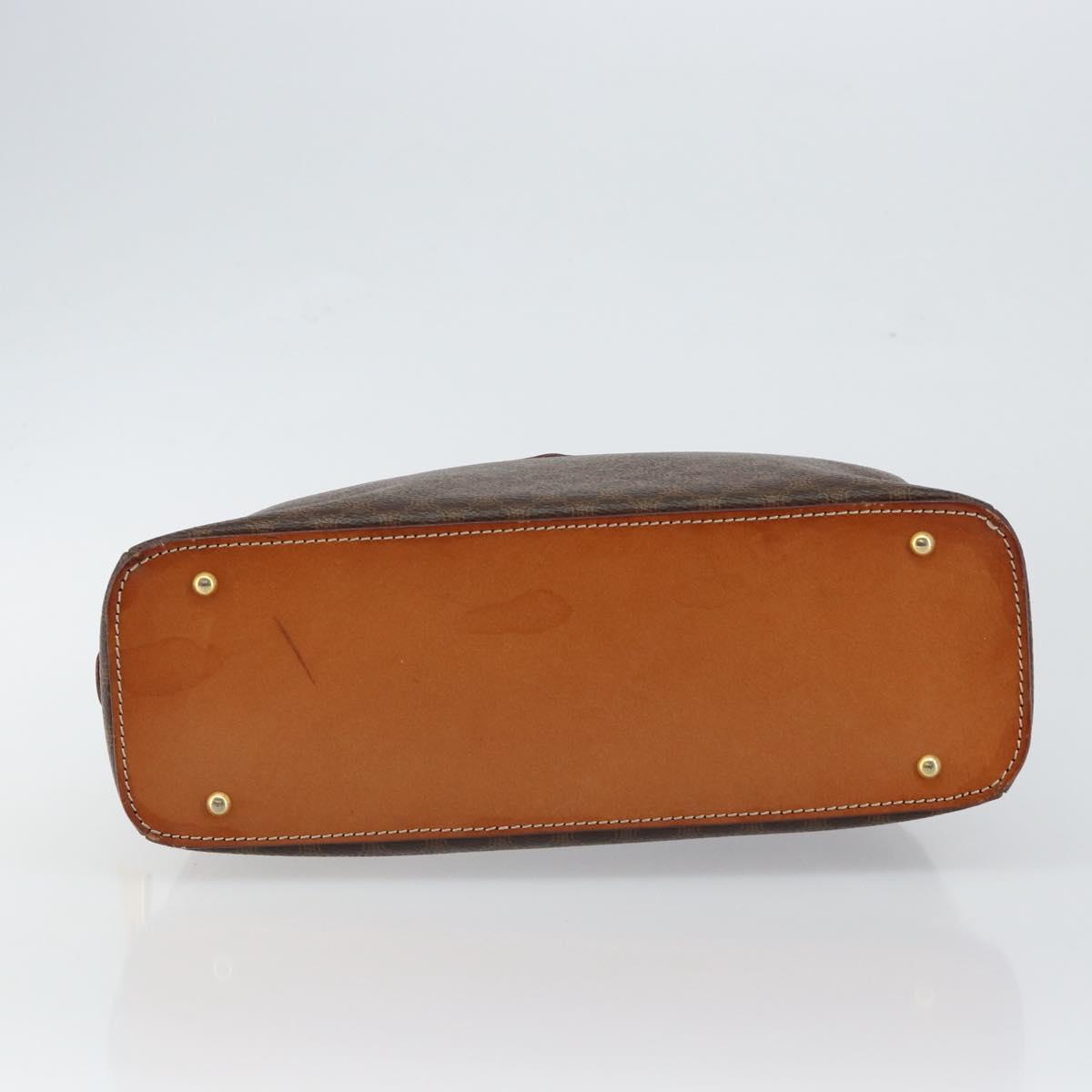 CELINE Macadam Canvas Hand Bag PVC Leather Brown Auth ki6094