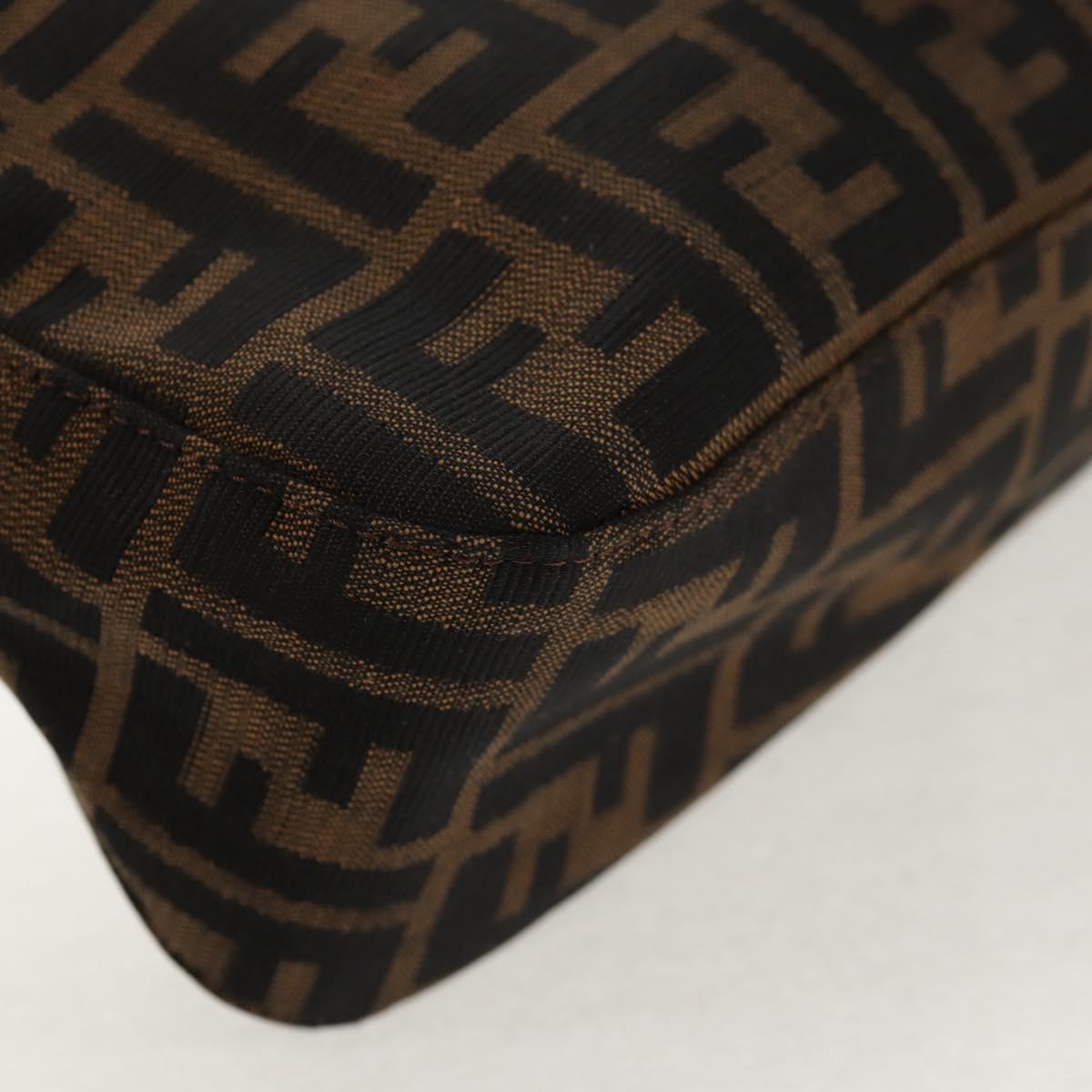FENDI Zucca Canvas Mamma Baguette Shoulder Bag Brown Black Auth ki6096V