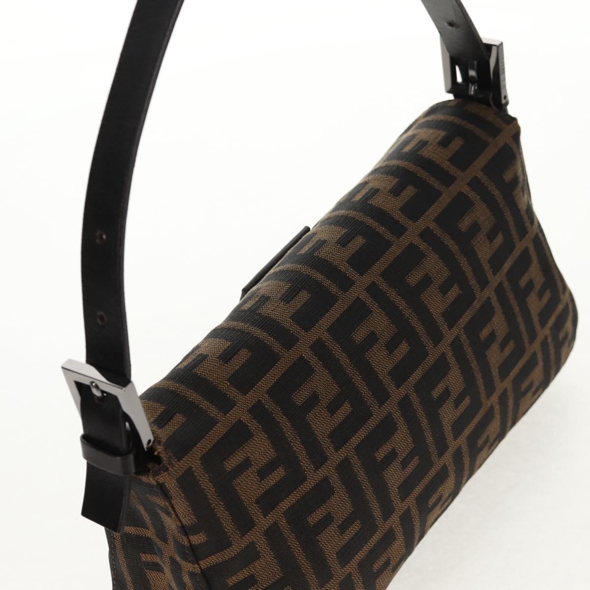 FENDI Zucca Canvas Mamma Baguette Shoulder Bag Brown Black Auth ki6096V