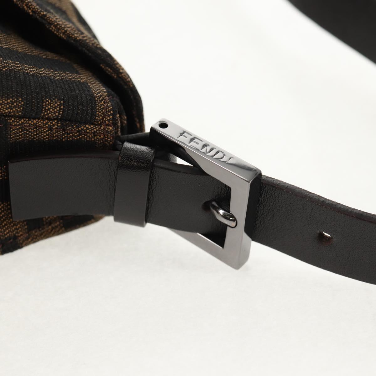 FENDI Zucca Canvas Mamma Baguette Shoulder Bag Brown Black Auth ki6096V