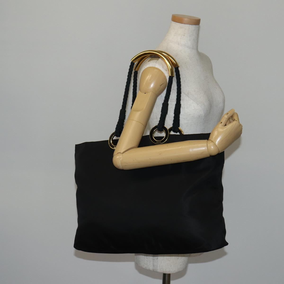 PRADA Tote Bag Nylon Black Auth ki6097