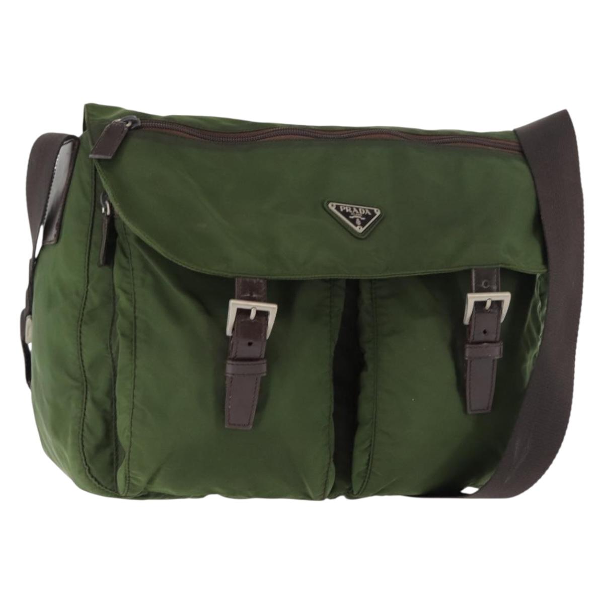 PRADA Shoulder Bag Nylon Khaki Auth ki6099