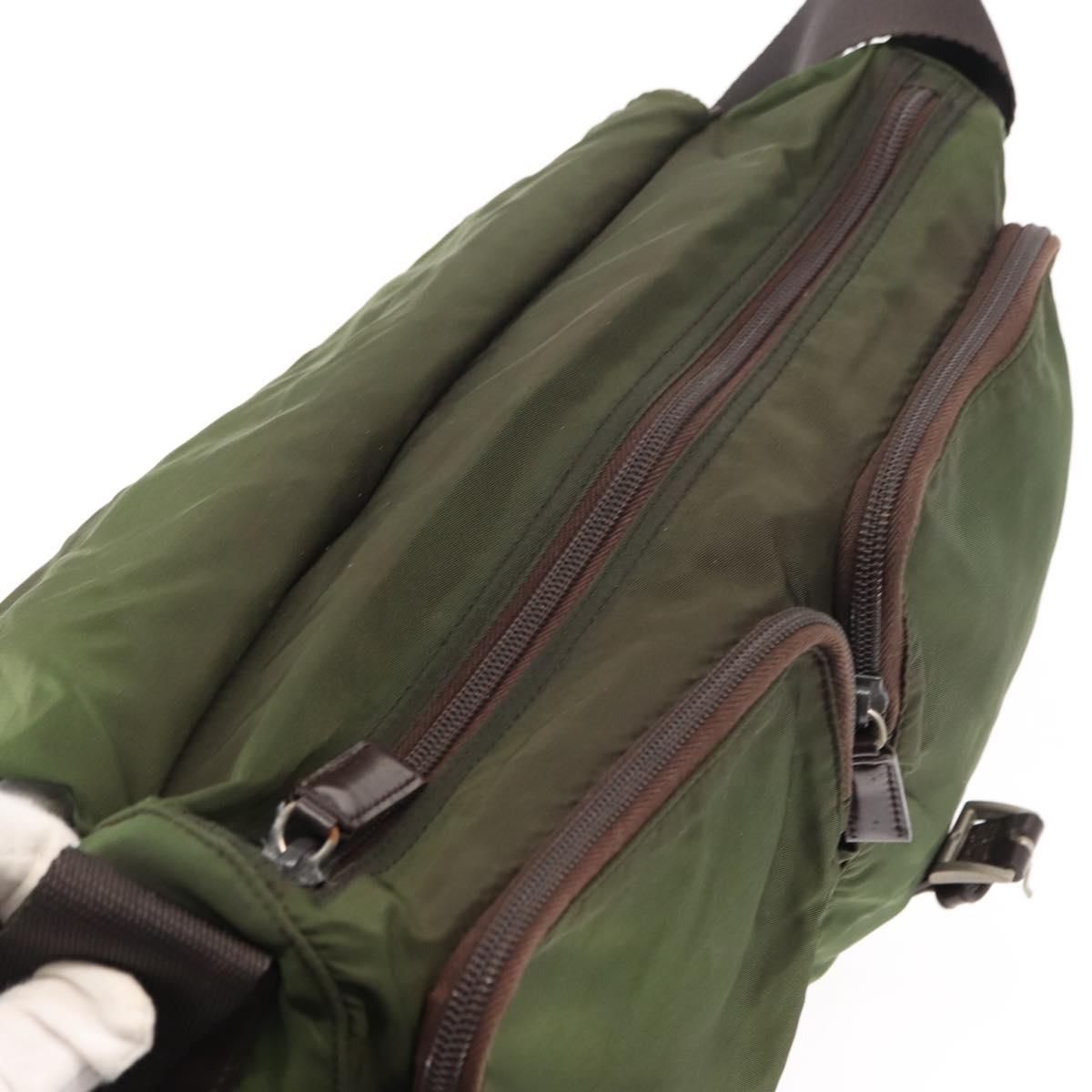 PRADA Shoulder Bag Nylon Khaki Auth ki6099