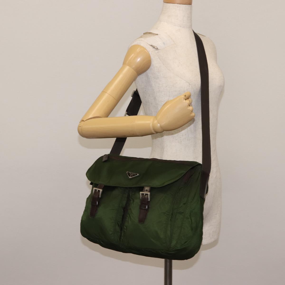 PRADA Shoulder Bag Nylon Khaki Auth ki6099