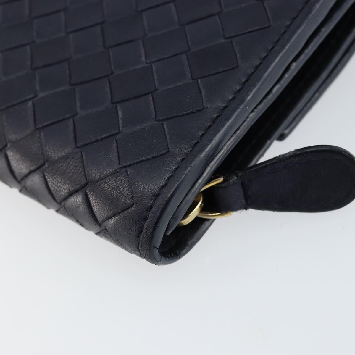 BOTTEGAVENETA INTRECCIATO Long Wallet Leather Navy Auth ki6102