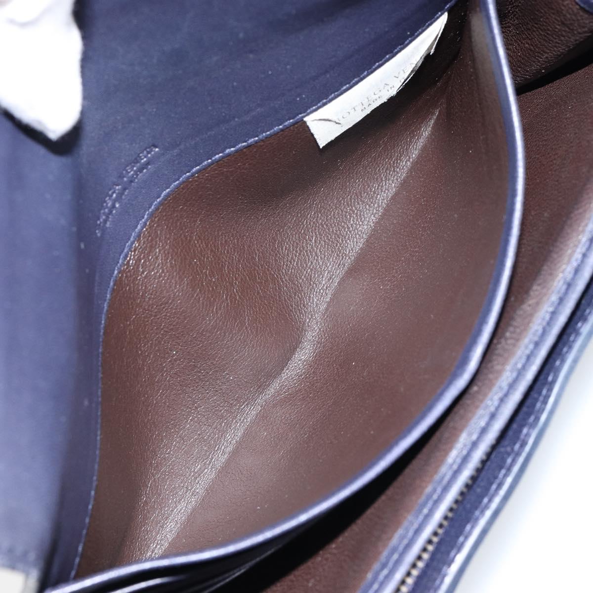 BOTTEGAVENETA INTRECCIATO Long Wallet Leather Navy Auth ki6102